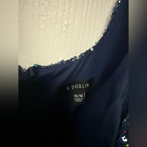 B Darlin Sequin Sweetheart Mini Dress Blue - Picture 6 of 8